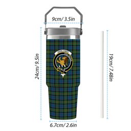ScotsTee Shop Scottish Newlands Crest Tartan Flip Straw Tumbler 20oz 30oz
