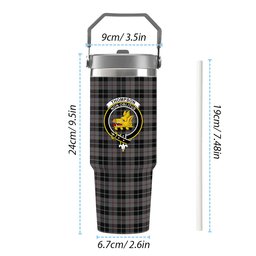 ScotsTee Shop Scottish Thompson Society Grey Crest Tartan Flip Straw Tumbler 20oz 30oz