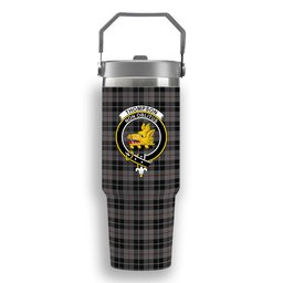 ScotsTee Shop Scottish Thompson Society Grey Crest Tartan Flip Straw Tumbler 20oz 30oz