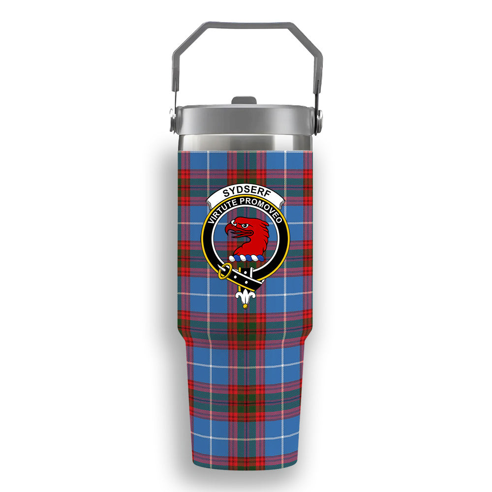 ScotsTee Shop Scottish Sydserf Crest Tartan Flip Straw Tumbler 20oz 30oz