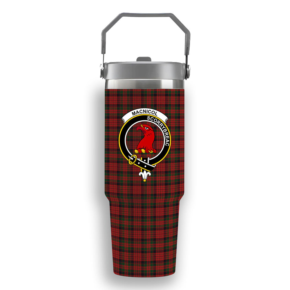 ScotsTee Shop Scottish MacNicol W & A Smith Crest Tartan Flip Straw Tumbler 20oz 30oz