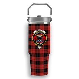 ScotsTee Shop Scottish MacLeod Black and Red Ancient Crest Tartan Flip Straw Tumbler 20oz 30oz