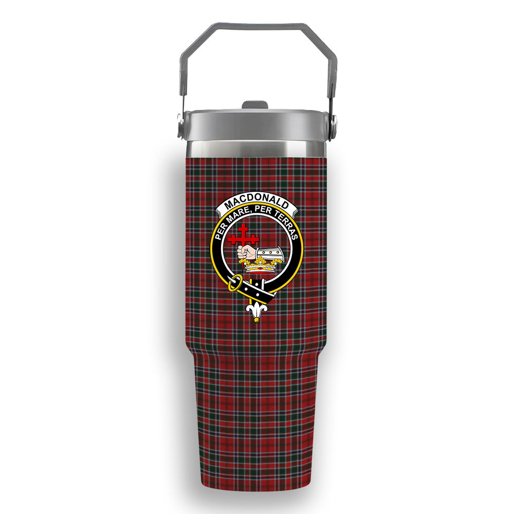 ScotsTee Shop Scottish MacDonald of Lochmaddy Crest Tartan Flip Straw Tumbler 20oz 30oz