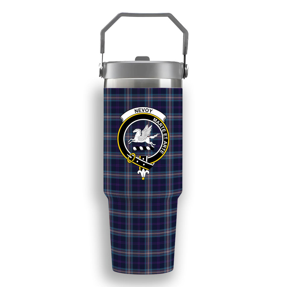 ScotsTee Shop Scottish Nevoy Crest Tartan Flip Straw Tumbler 20oz 30oz