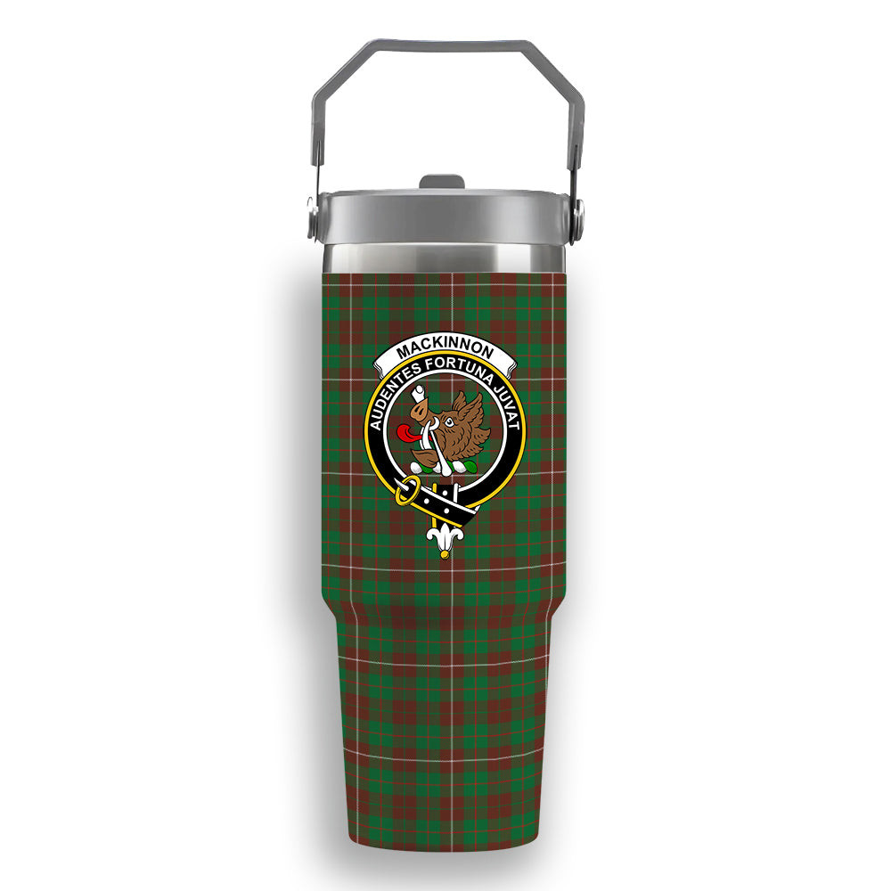 ScotsTee Shop Scottish MacKinnon Hunting Modern Crest Tartan Flip Straw Tumbler 20oz 30oz
