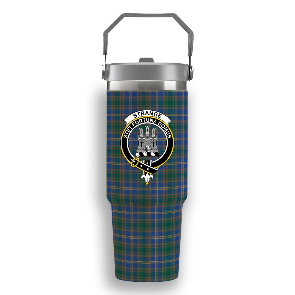 ScotsTee Shop Scottish Strange of Balkaskie Modern Crest Tartan Flip Straw Tumbler 20oz 30oz