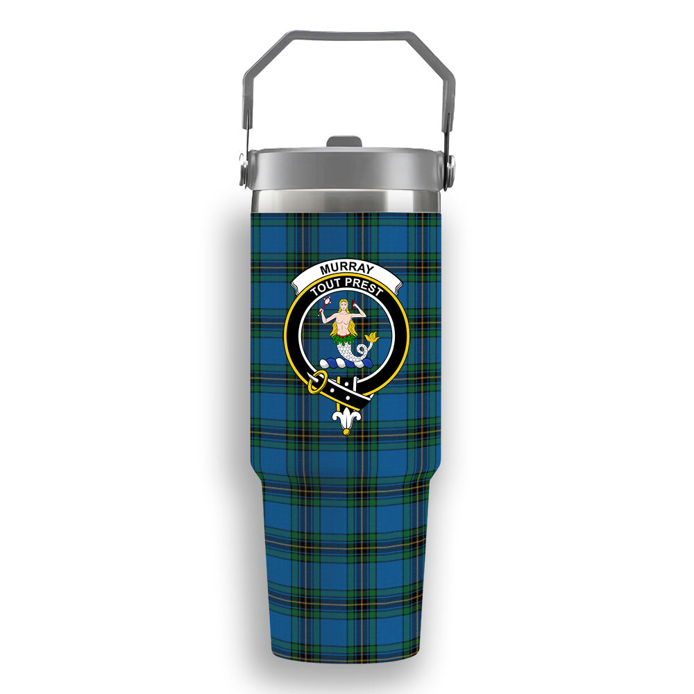ScotsTee Shop Scottish Murray of Elibank Ancient Crest Tartan Flip Straw Tumbler 20oz 30oz