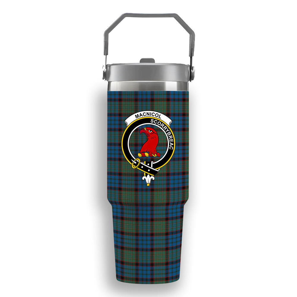ScotsTee Shop Scottish MacNicol Hunting Crest Tartan Flip Straw Tumbler 20oz 30oz