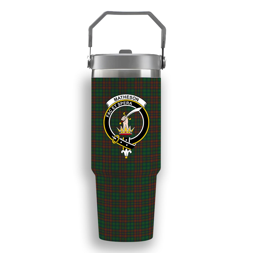 ScotsTee Shop Scottish Matheson Hunting Highland Society of London Crest Tartan Flip Straw Tumbler 20oz 30oz