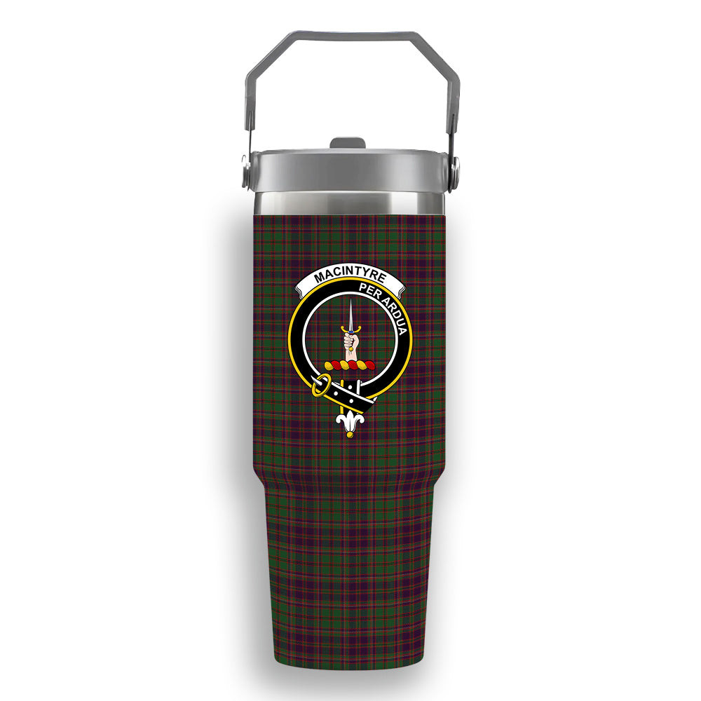 ScotsTee Shop Scottish MacIntyre and Glenorchy Crest Tartan Flip Straw Tumbler 20oz 30oz