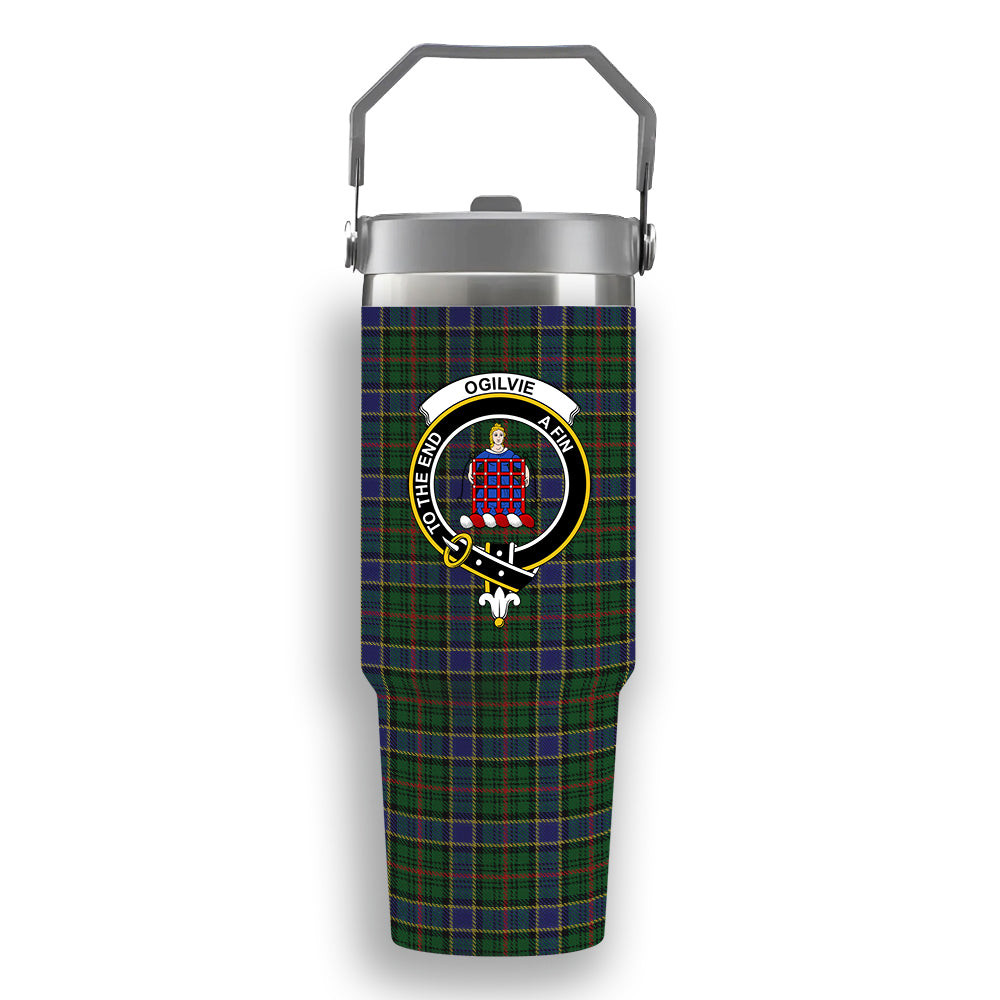 ScotsTee Shop Scottish Ogilvie Hunting 1 Crest Tartan Flip Straw Tumbler 20oz 30oz