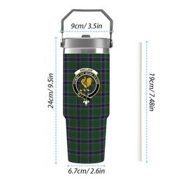 ScotsTee Shop Scottish Sinclair Green Crest Tartan Flip Straw Tumbler 20oz 30oz