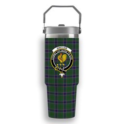 ScotsTee Shop Scottish Sinclair Green Crest Tartan Flip Straw Tumbler 20oz 30oz