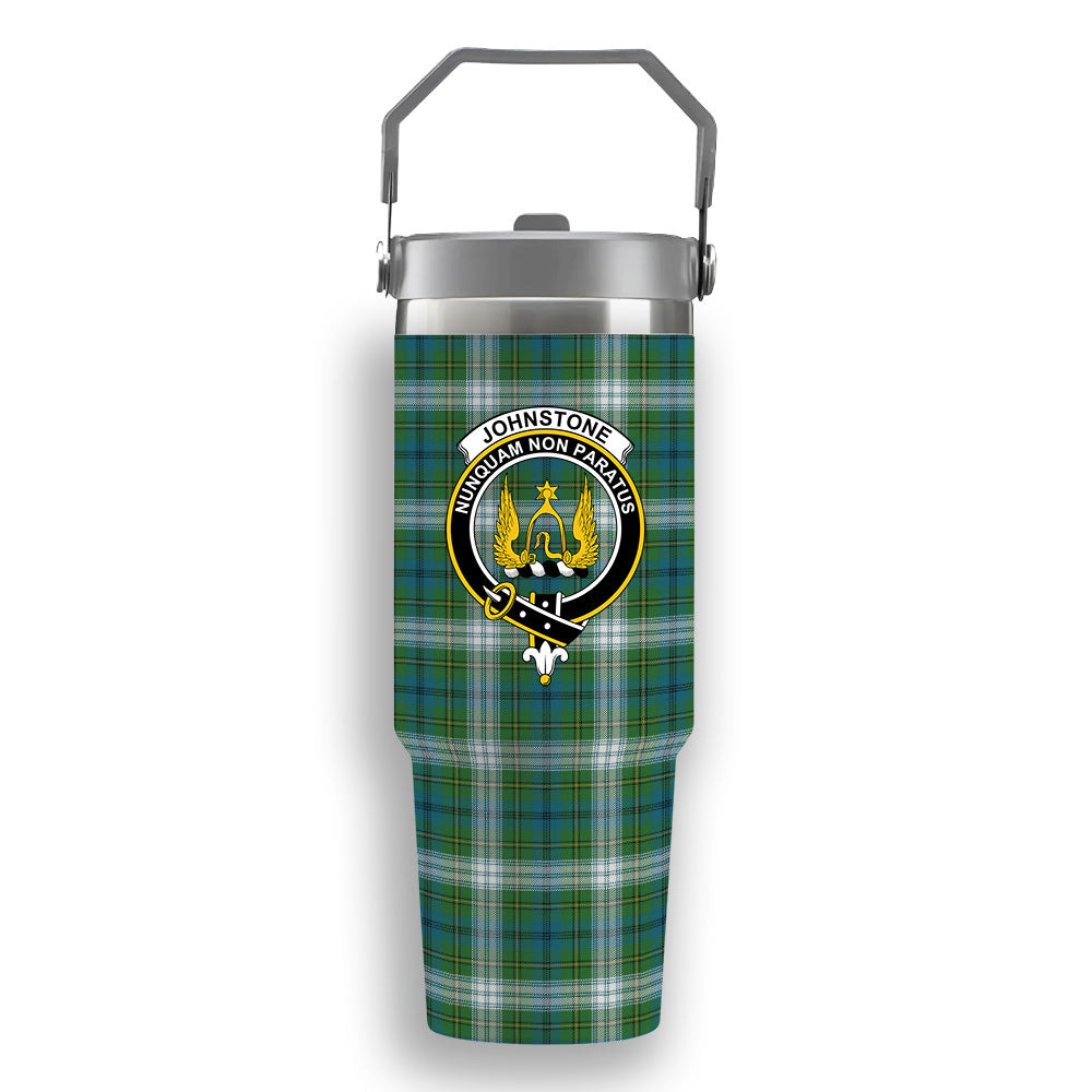ScotsTee Shop Scottish Johnstone Dress Ancient Crest Tartan Flip Straw Tumbler 20oz 30oz