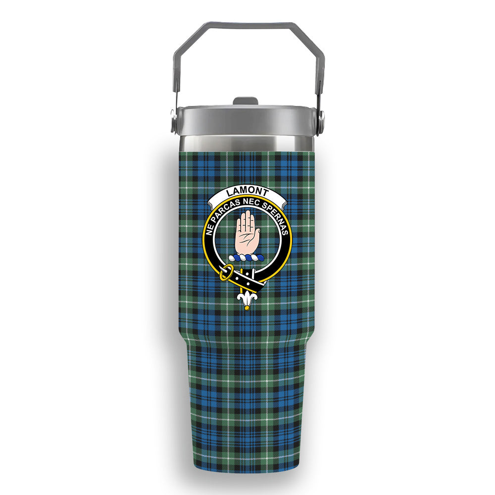 ScotsTee Shop Scottish Lamont Ancient Crest Tartan Flip Straw Tumbler 20oz 30oz
