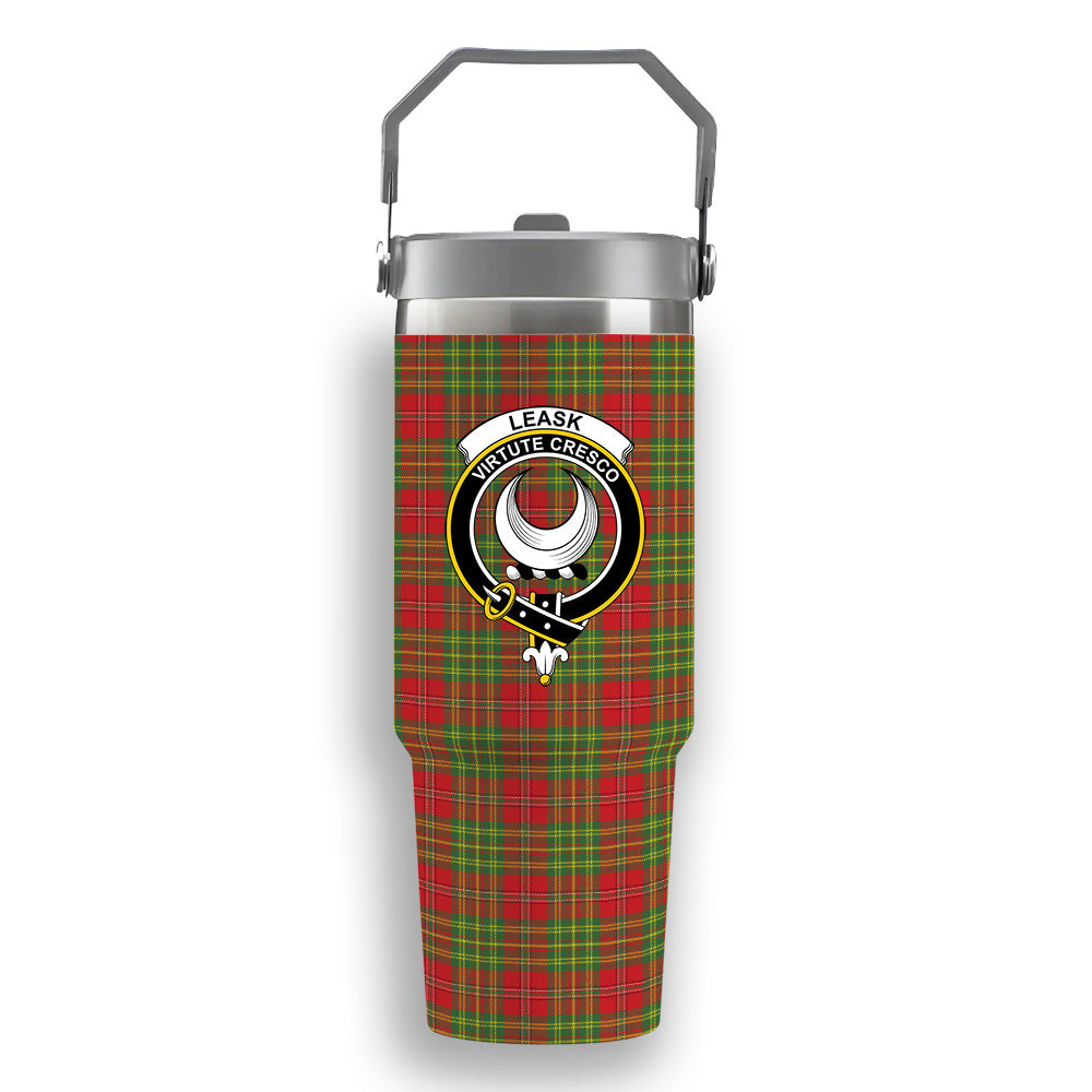 ScotsTee Shop Scottish Leask Modern Crest Tartan Flip Straw Tumbler 20oz 30oz