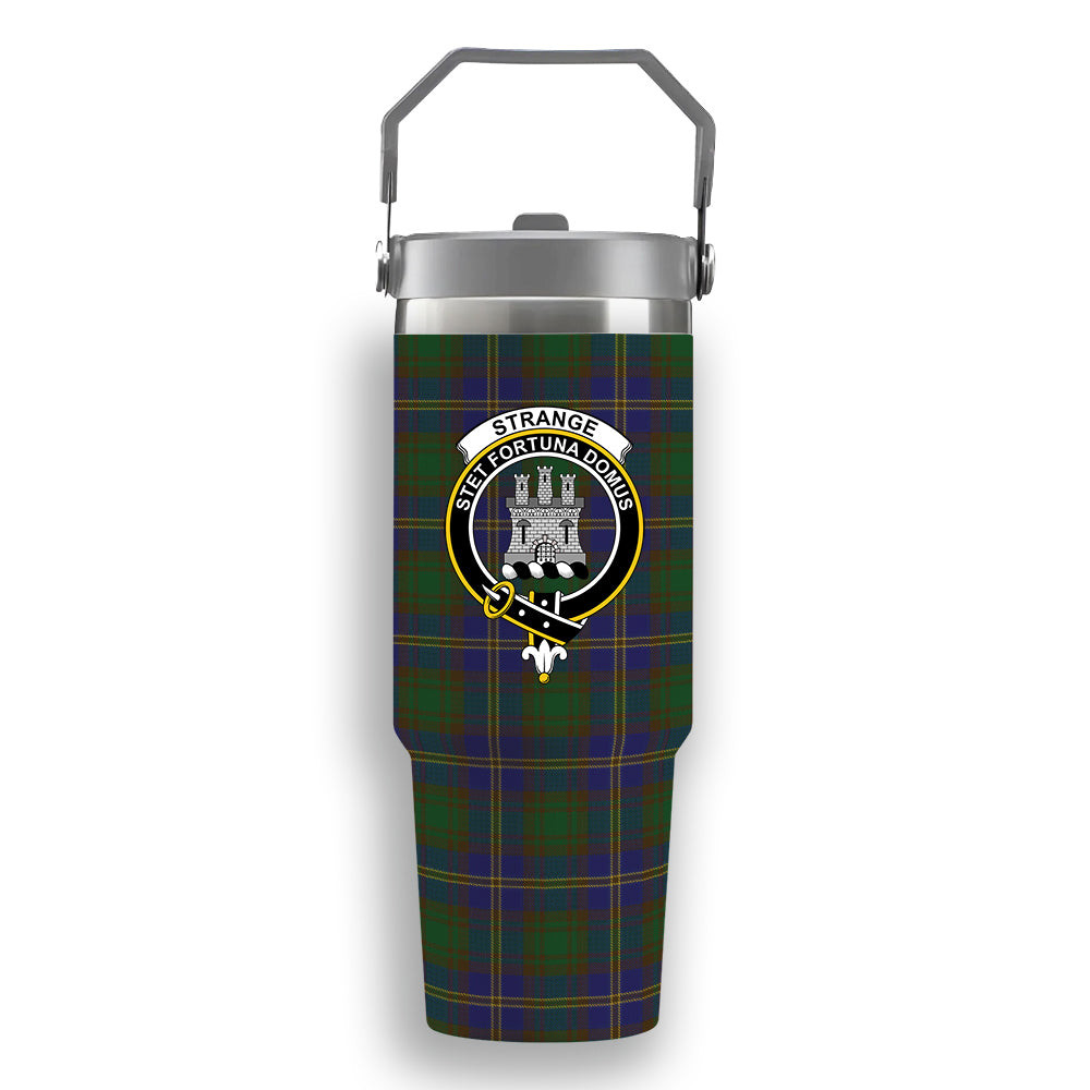 ScotsTee Shop Scottish Strange of Balkaskie Crest Tartan Flip Straw Tumbler 20oz 30oz