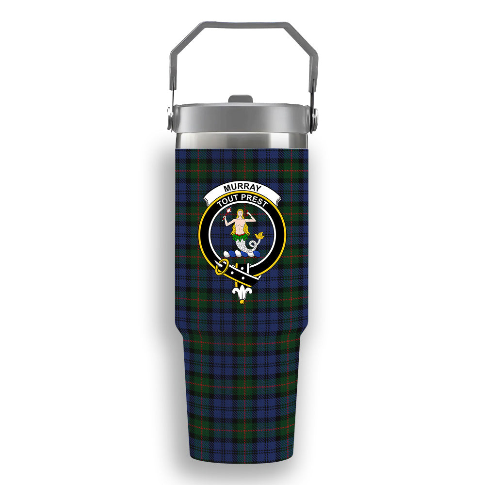 ScotsTee Shop Scottish Murray 1810 Crest Tartan Flip Straw Tumbler 20oz 30oz