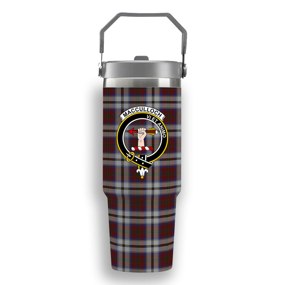 ScotsTee Shop Scottish MacCulloch Dress Crest Tartan Flip Straw Tumbler 20oz 30oz