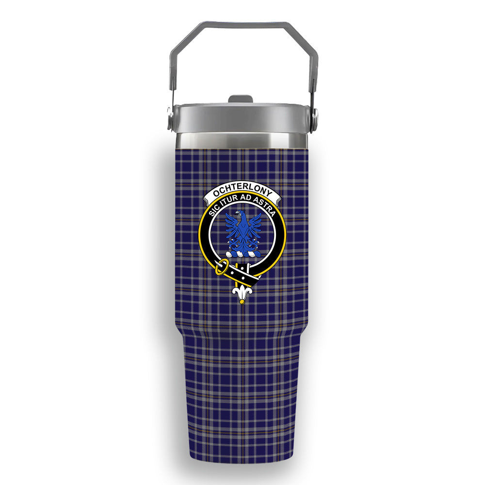 ScotsTee Shop Scottish Ochterlony Crest Tartan Flip Straw Tumbler 20oz 30oz