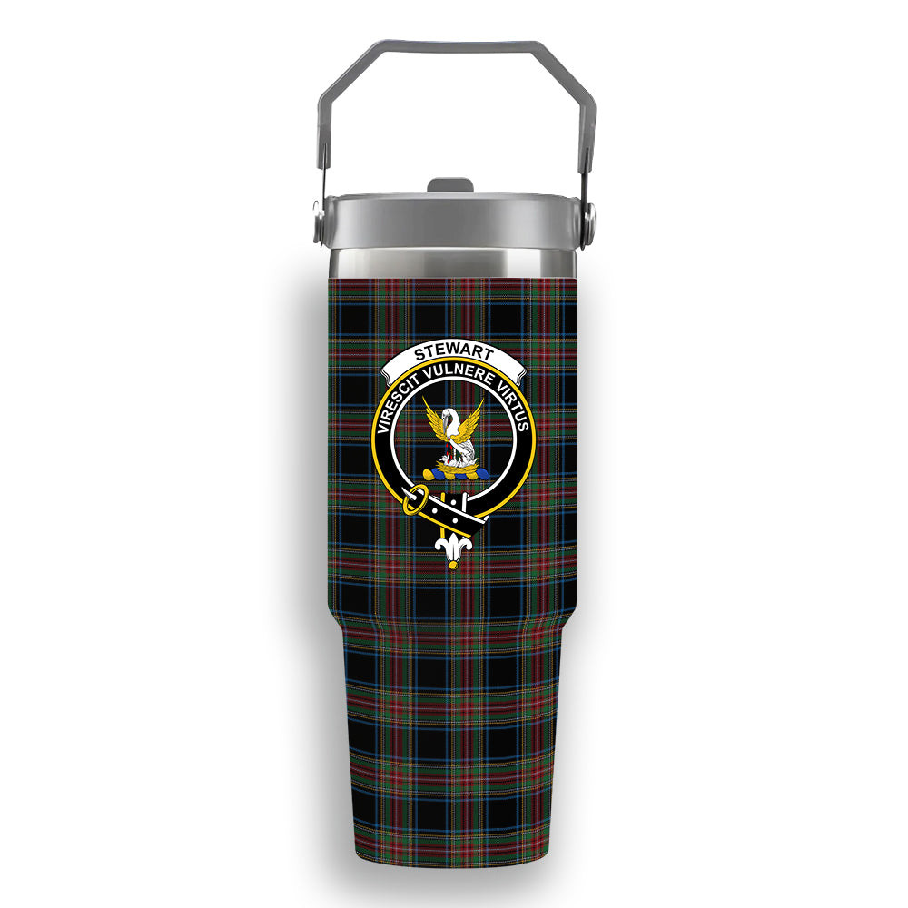 ScotsTee Shop Scottish Stewart Black Ancient Crest Tartan Flip Straw Tumbler 20oz 30oz