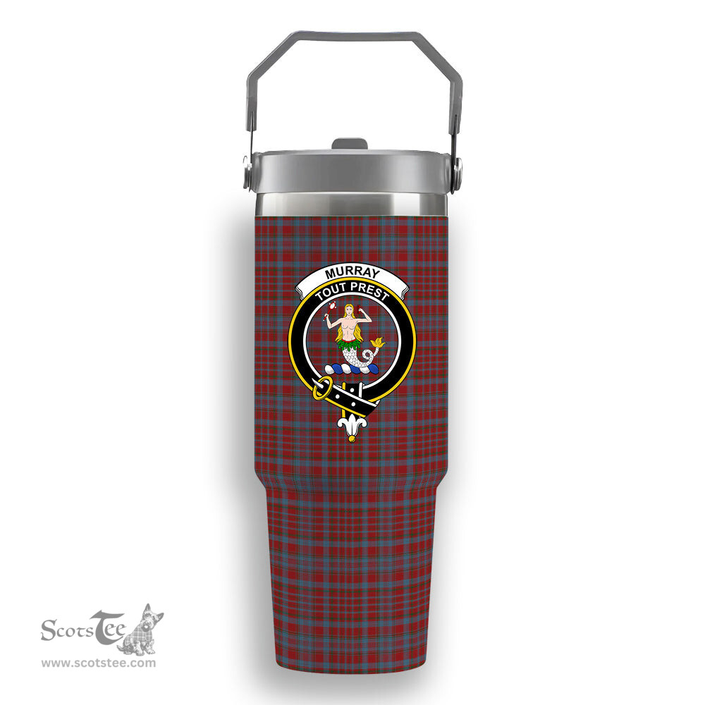 ScotsTee Shop Scottish Murray of Polmaise Crest Tartan Flip Straw Tumbler 20oz 30oz