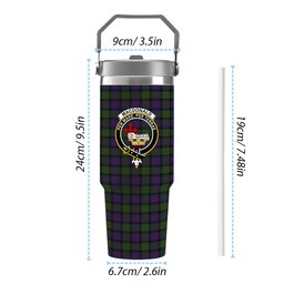 ScotsTee Shop Scottish MacDonald Crest Tartan Flip Straw Tumbler 20oz 30oz