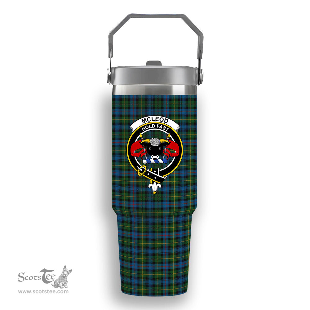 ScotsTee Shop Scottish McLeod of Skye Crest Tartan Flip Straw Tumbler 20oz 30oz