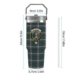 ScotsTee Shop Scottish MacDouall Crest Tartan Flip Straw Tumbler 20oz 30oz