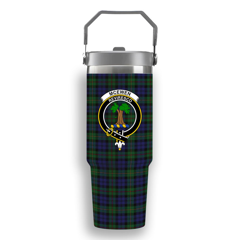 ScotsTee Shop Scottish McEwen Crest Tartan Flip Straw Tumbler 20oz 30oz