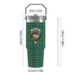 ScotsTee Shop Scottish MacDonald Lord of the Isles Hunting Ancient Crest Tartan Flip Straw Tumbler 20oz 30oz