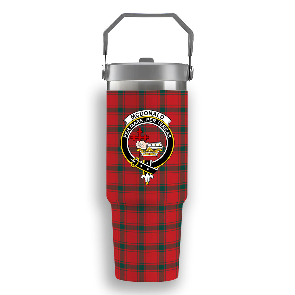 ScotsTee Shop Scottish McDonald of Sleat Modern Crest Tartan Flip Straw Tumbler 20oz 30oz