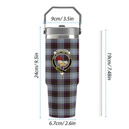 ScotsTee Shop Scottish MacDonald Dress Ancient Crest Tartan Flip Straw Tumbler 20oz 30oz