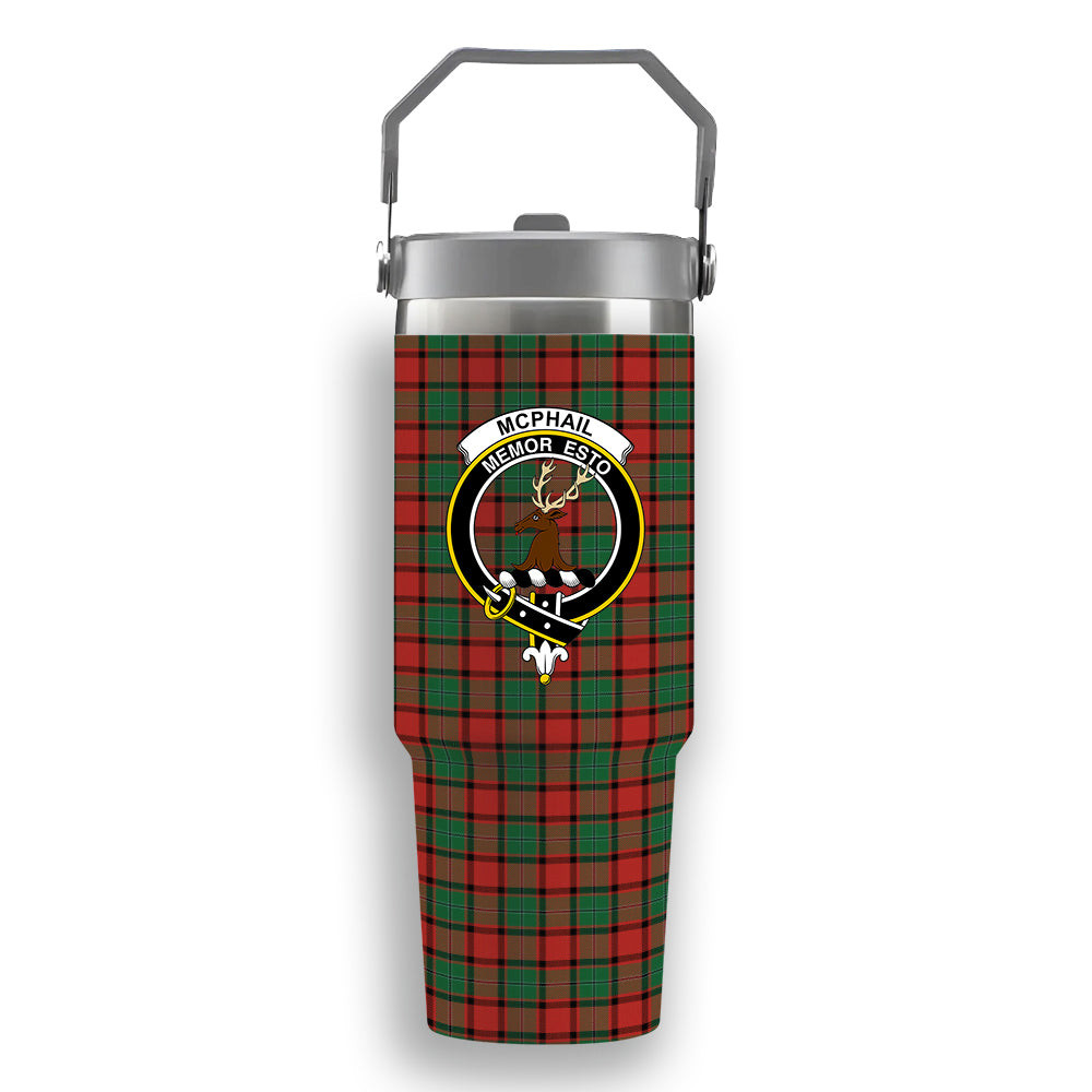 ScotsTee Shop Scottish McPhail Ancient Crest Tartan Flip Straw Tumbler 20oz 30oz