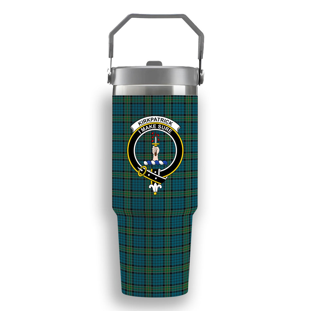 ScotsTee Shop Scottish Kirkpatrick Crest Tartan Flip Straw Tumbler 20oz 30oz
