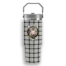 ScotsTee Shop Scottish McFarland Black White Modern Crest Tartan Flip Straw Tumbler 20oz 30oz