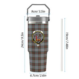 ScotsTee Shop Scottish MacBain Dress Crest Tartan Flip Straw Tumbler 20oz 30oz
