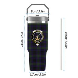 ScotsTee Shop Scottish Lumsden Hunting Crest Tartan Flip Straw Tumbler 20oz 30oz