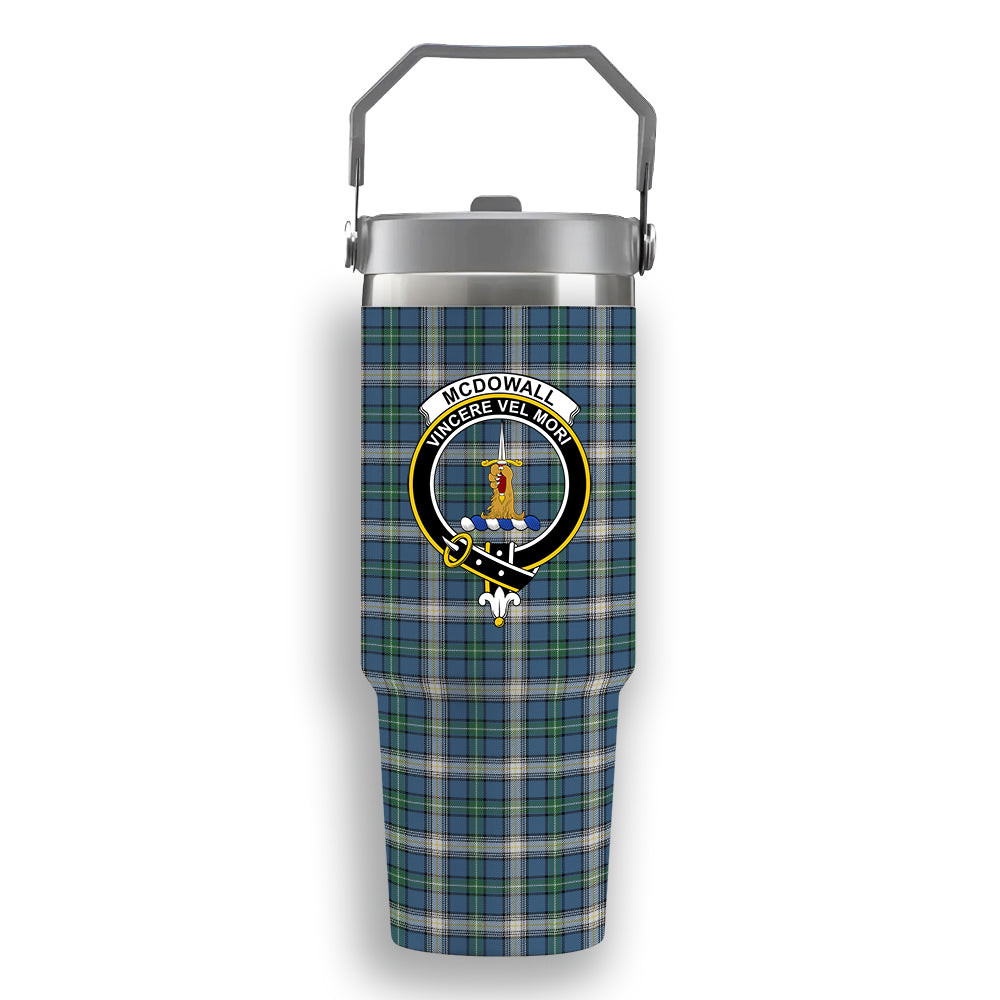 ScotsTee Shop Scottish McDowall Modern Crest Tartan Flip Straw Tumbler 20oz 30oz
