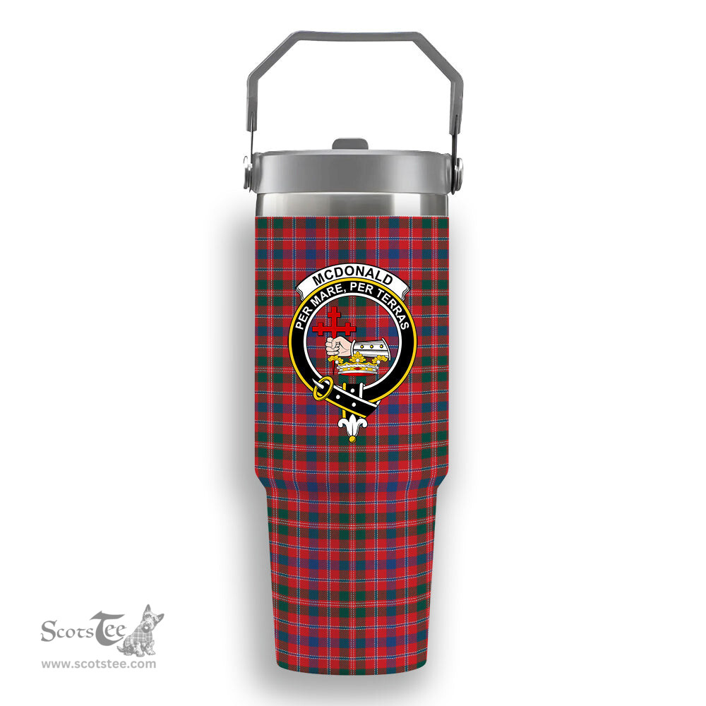 ScotsTee Shop Scottish McDonald of Glenaladale Modern Crest Tartan Flip Straw Tumbler 20oz 30oz