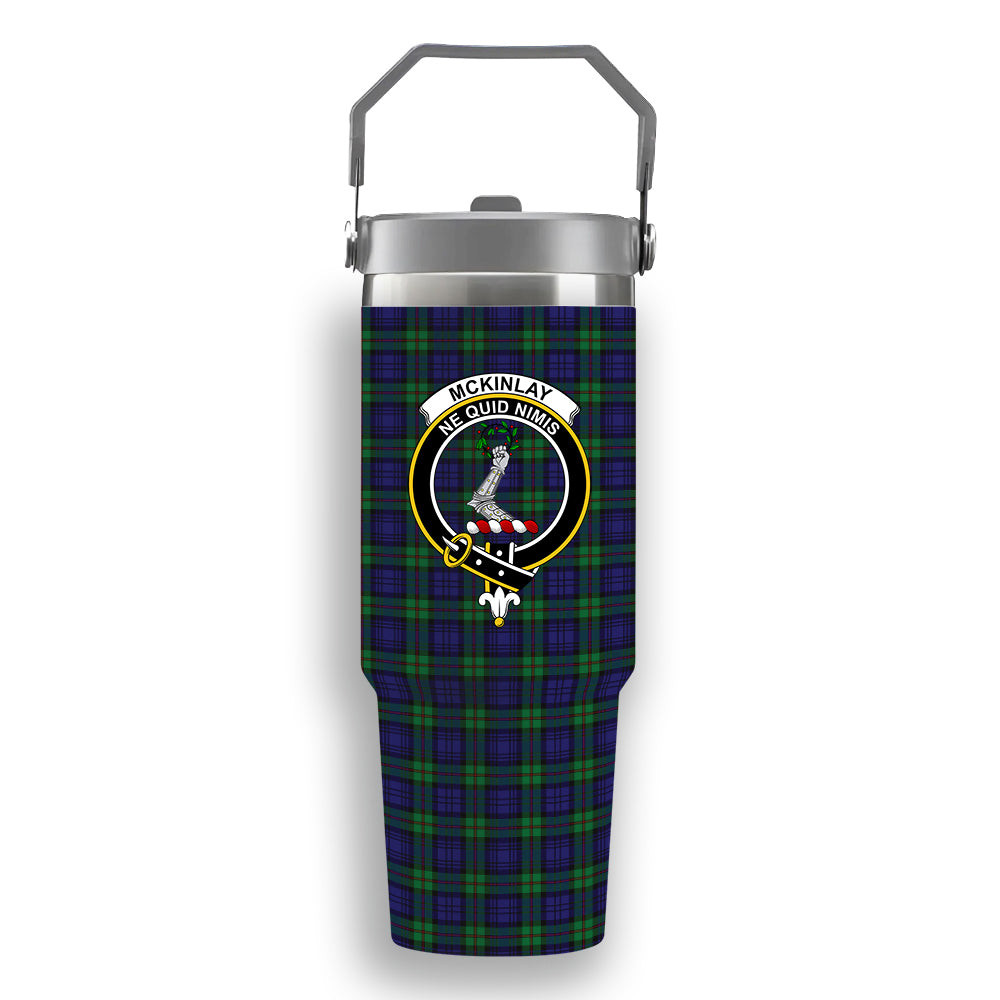 ScotsTee Shop Scottish McKinlay Modern Crest Tartan Flip Straw Tumbler 20oz 30oz