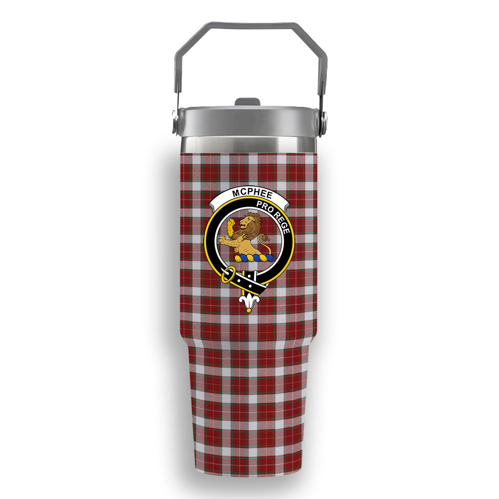 ScotsTee Shop Scottish McPhee Dress Ancient Crest Tartan Flip Straw Tumbler 20oz 30oz