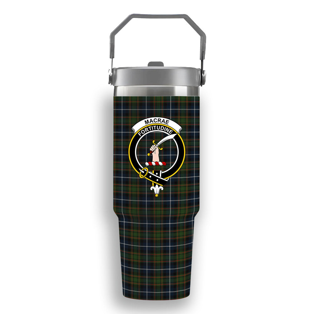 ScotsTee Shop Scottish MacRae Hunting Crest Tartan Flip Straw Tumbler 20oz 30oz