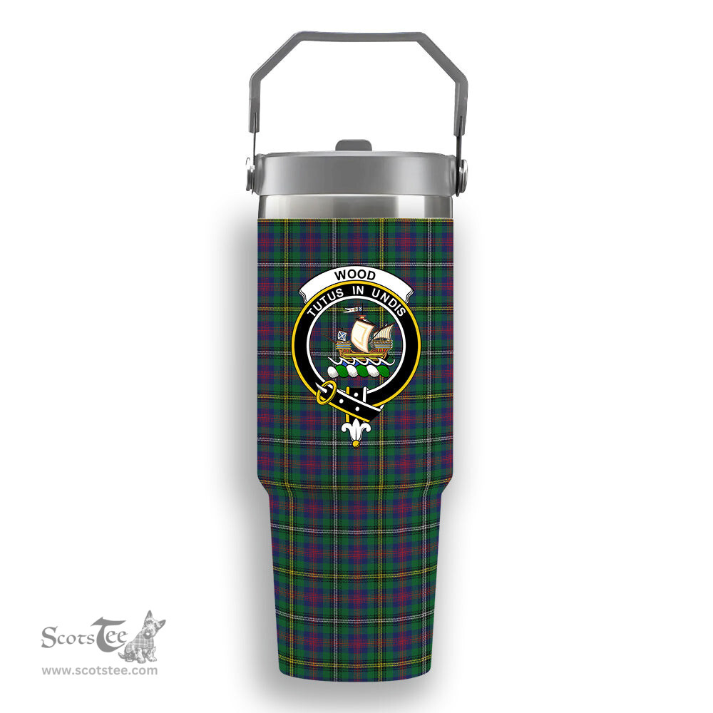 ScotsTee Shop Scottish Wood Modern Crest Tartan Flip Straw Tumbler 20oz 30oz