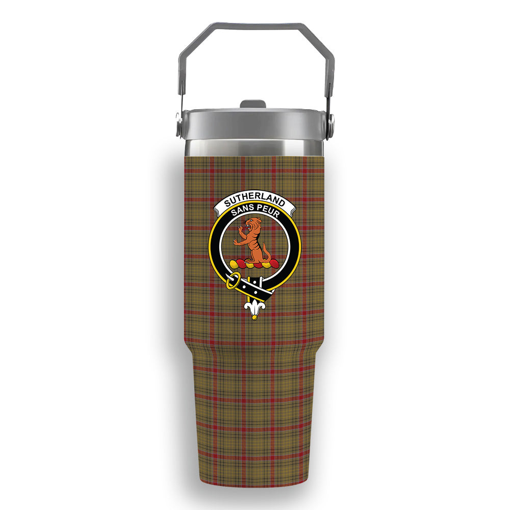 ScotsTee Shop Scottish Sutherland of Duffus Crest Tartan Flip Straw Tumbler 20oz 30oz