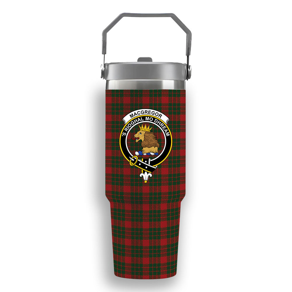 ScotsTee Shop Scottish MacGregor of Glenstrae 2 Crest Tartan Flip Straw Tumbler 20oz 30oz