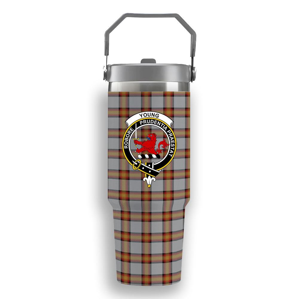 ScotsTee Shop Scottish Young, Christina Crest Tartan Flip Straw Tumbler 20oz 30oz