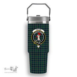 ScotsTee Shop Scottish Taylor Modern Crest Tartan Flip Straw Tumbler 20oz 30oz