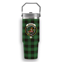 ScotsTee Shop Scottish McAulay of Lewis Ancient Crest Tartan Flip Straw Tumbler 20oz 30oz