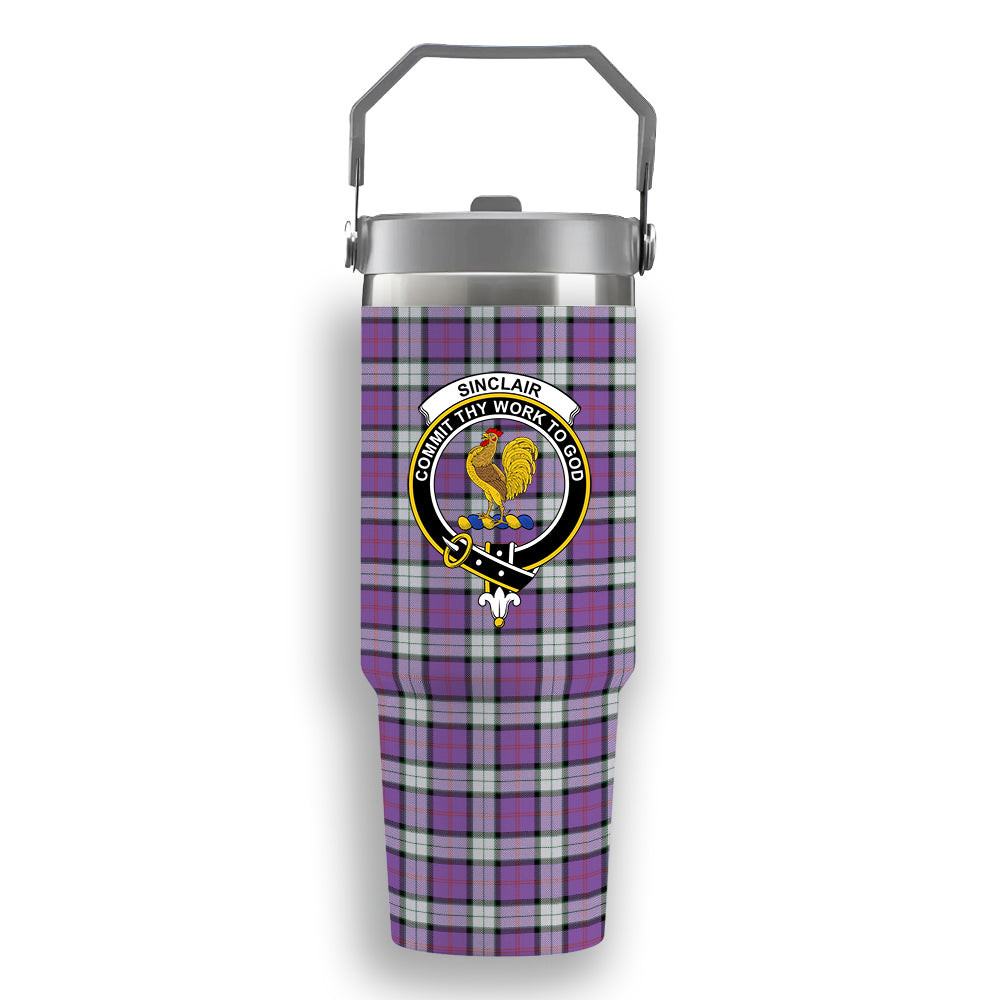 ScotsTee Shop Scottish Sinclair Dress (Dance) Ancient Clan Crest Tartan Flip Straw Tumbler 20oz 30oz